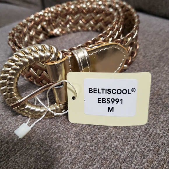 Braided Gold and Brown Belt‎ with Intricate Weave - Picture 3 of 5